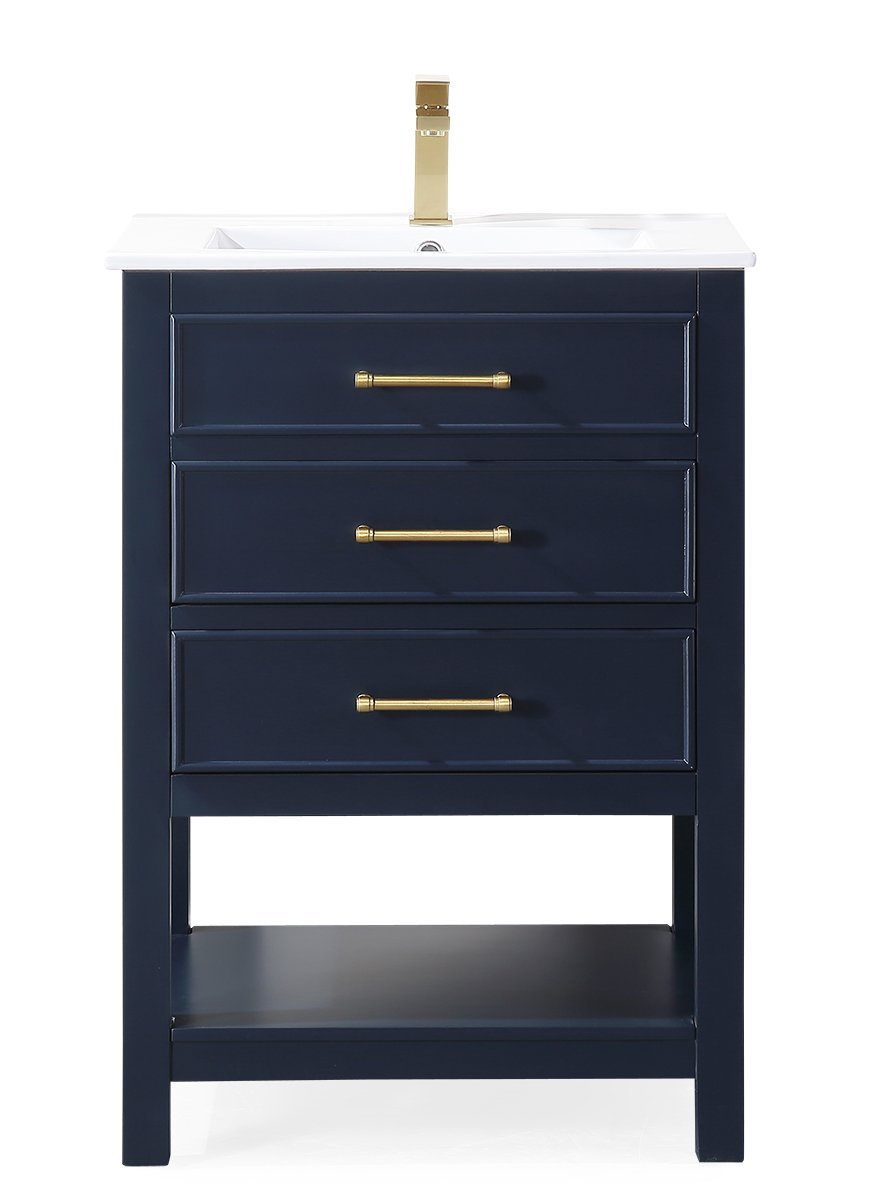 Chans Furniture 2822-V24NB 24" Navy Blue Arruza Contemporary Small Bathroom Vanity