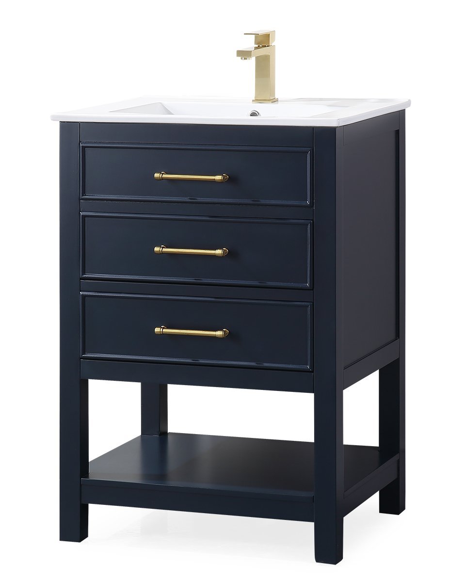 Chans Furniture 2822-V24NB 24" Navy Blue Arruza Contemporary Small Bathroom Vanity