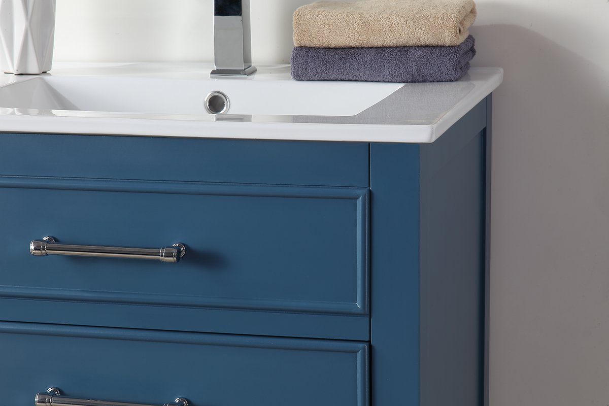 Chans Furniture 2822-V24TB 24" Teal Blue Arruza Contemporary Small Bathroom Vanity