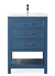 Chans Furniture 2822-V24TB 24" Teal Blue Arruza Contemporary Small Bathroom Vanity