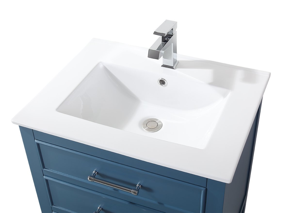 Chans Furniture 2822-V24TB 24" Teal Blue Arruza Contemporary Small Bathroom Vanity