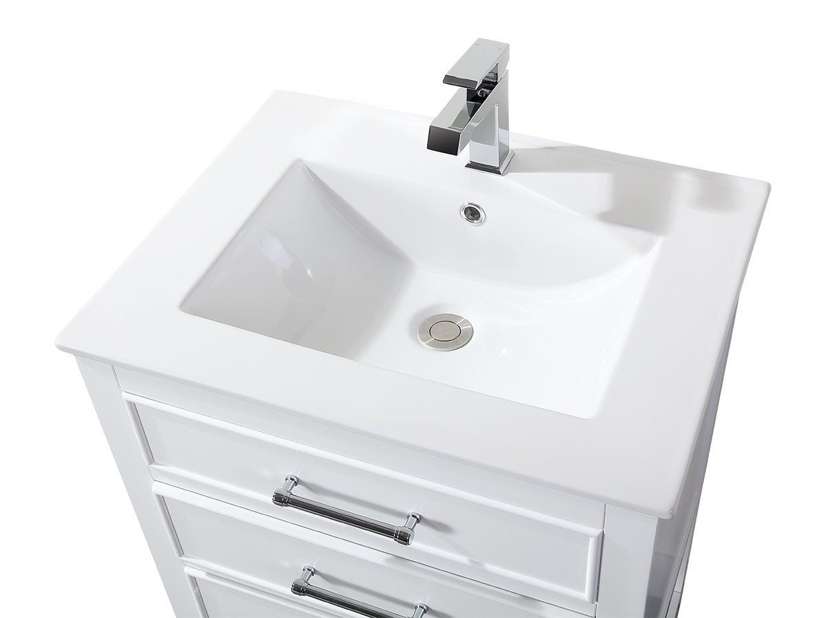 Chans Furniture 2822-V24W 24" White Arruza Contemporary Small Bathroom Vanity