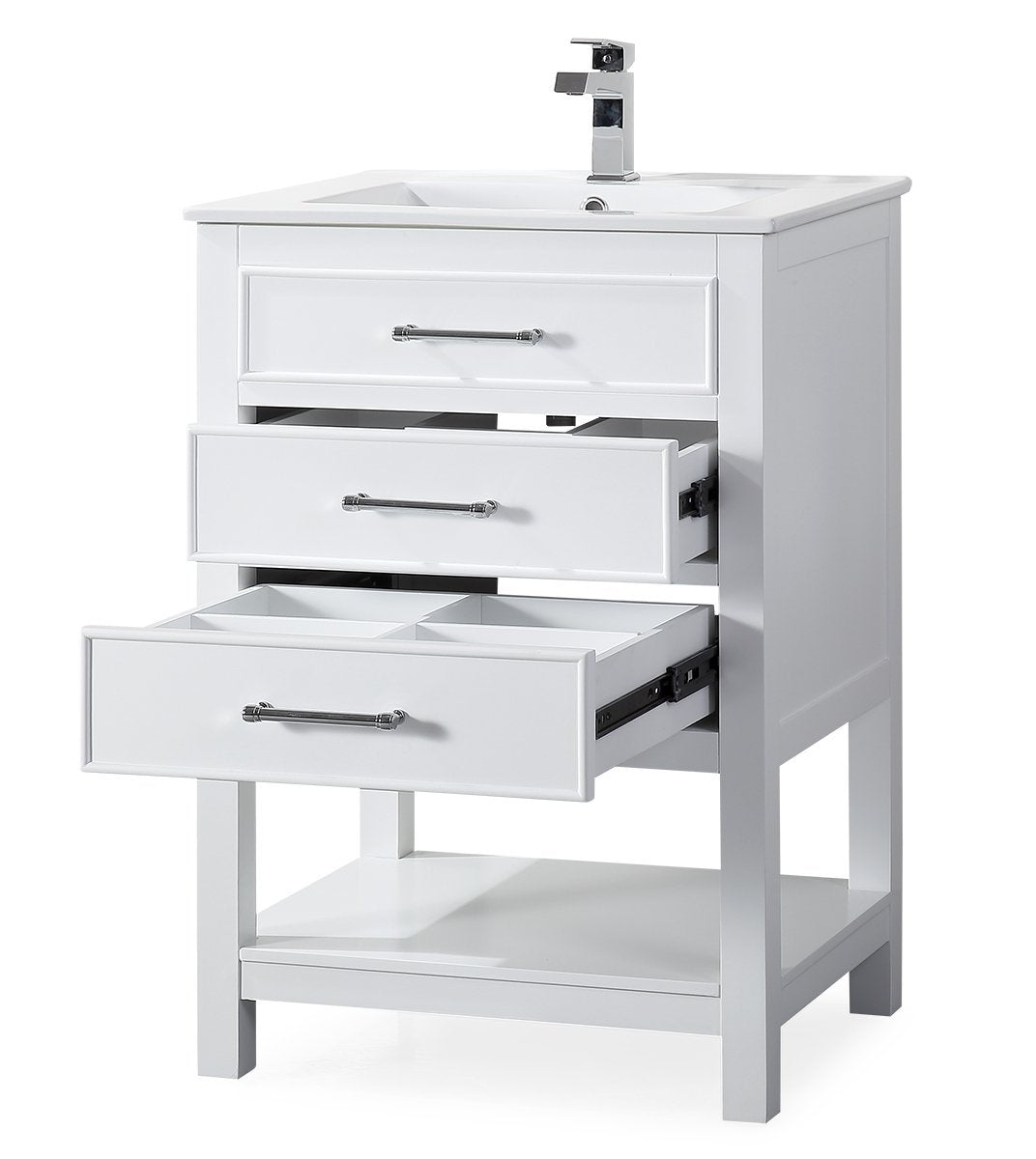 Chans Furniture 2822-V24W 24" White Arruza Contemporary Small Bathroom Vanity