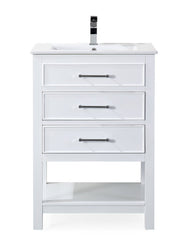 Chans Furniture 2822-V24W 24" White Arruza Contemporary Small Bathroom Vanity