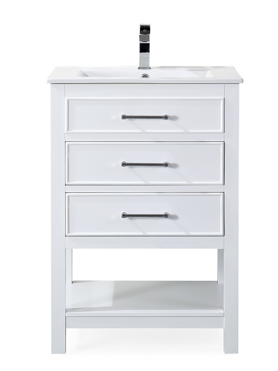 Chans Furniture 2822-V24W 24" White Arruza Contemporary Small Bathroom Vanity