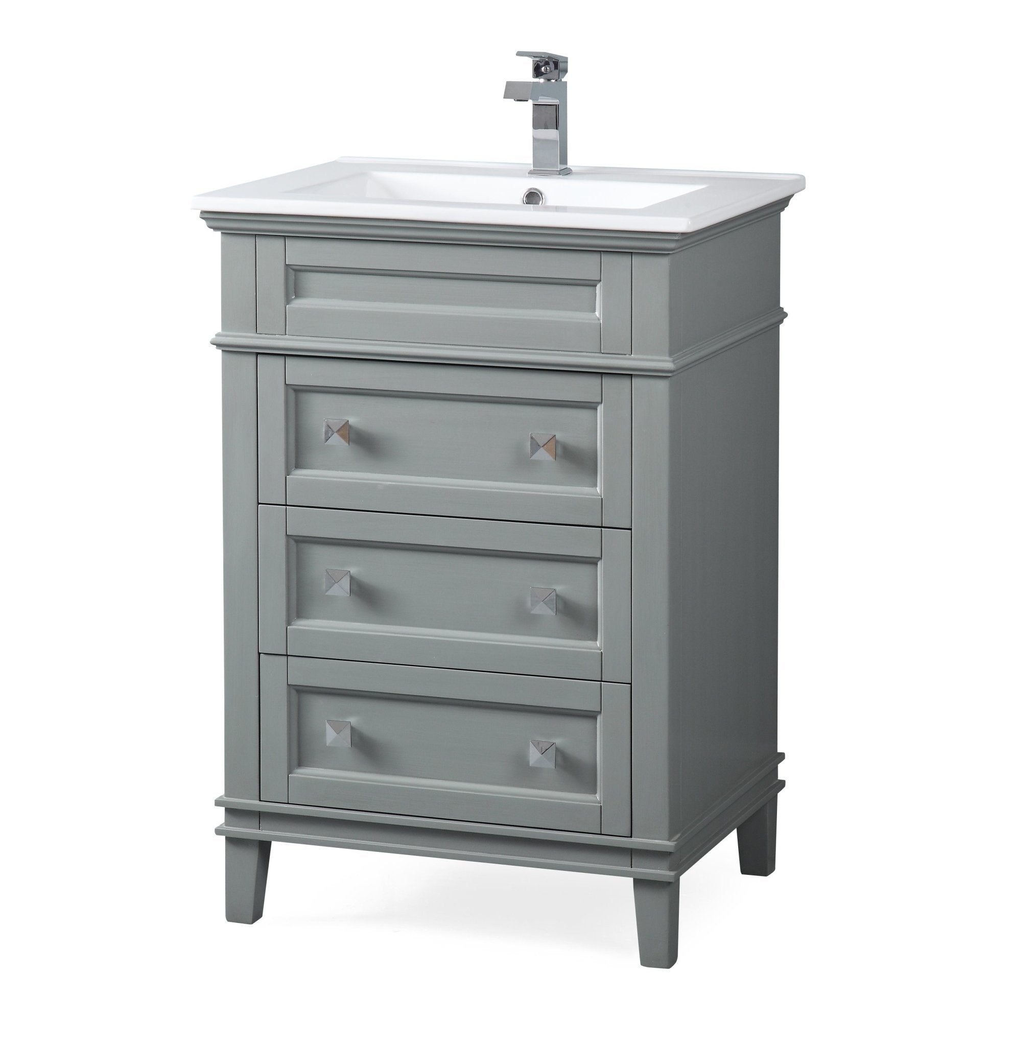 Chans Furniture ZK-1810-Z24CK 24 Inch Felix Gray Modern Small Bathroom Vanity