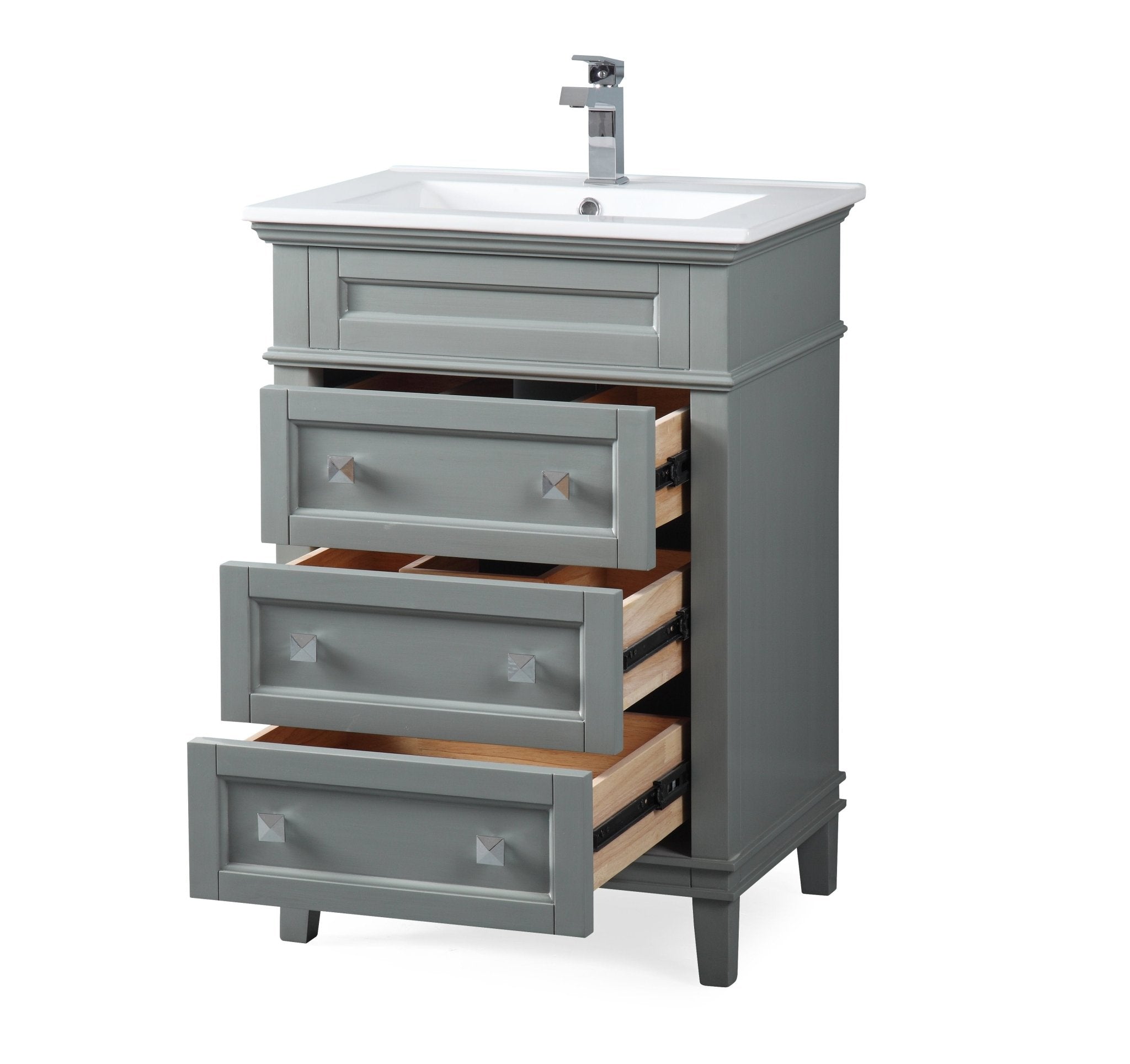 Chans Furniture ZK-1810-Z24CK 24 Inch Felix Gray Modern Small Bathroom Vanity