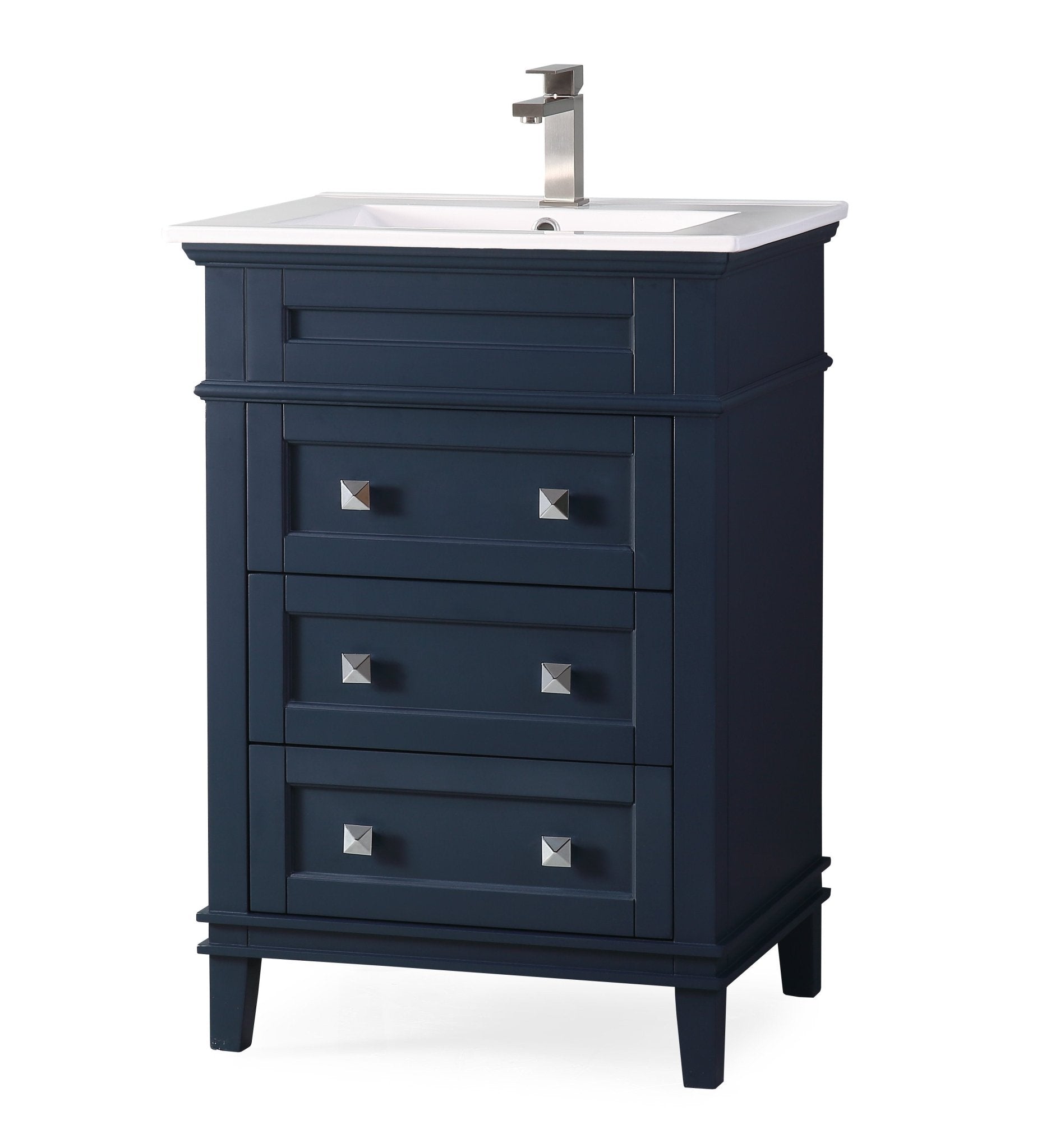 Chans Furniture ZK-1810-Z24NB 24 Inch Felix Navy Blue Modern Small Bathroom Vanity