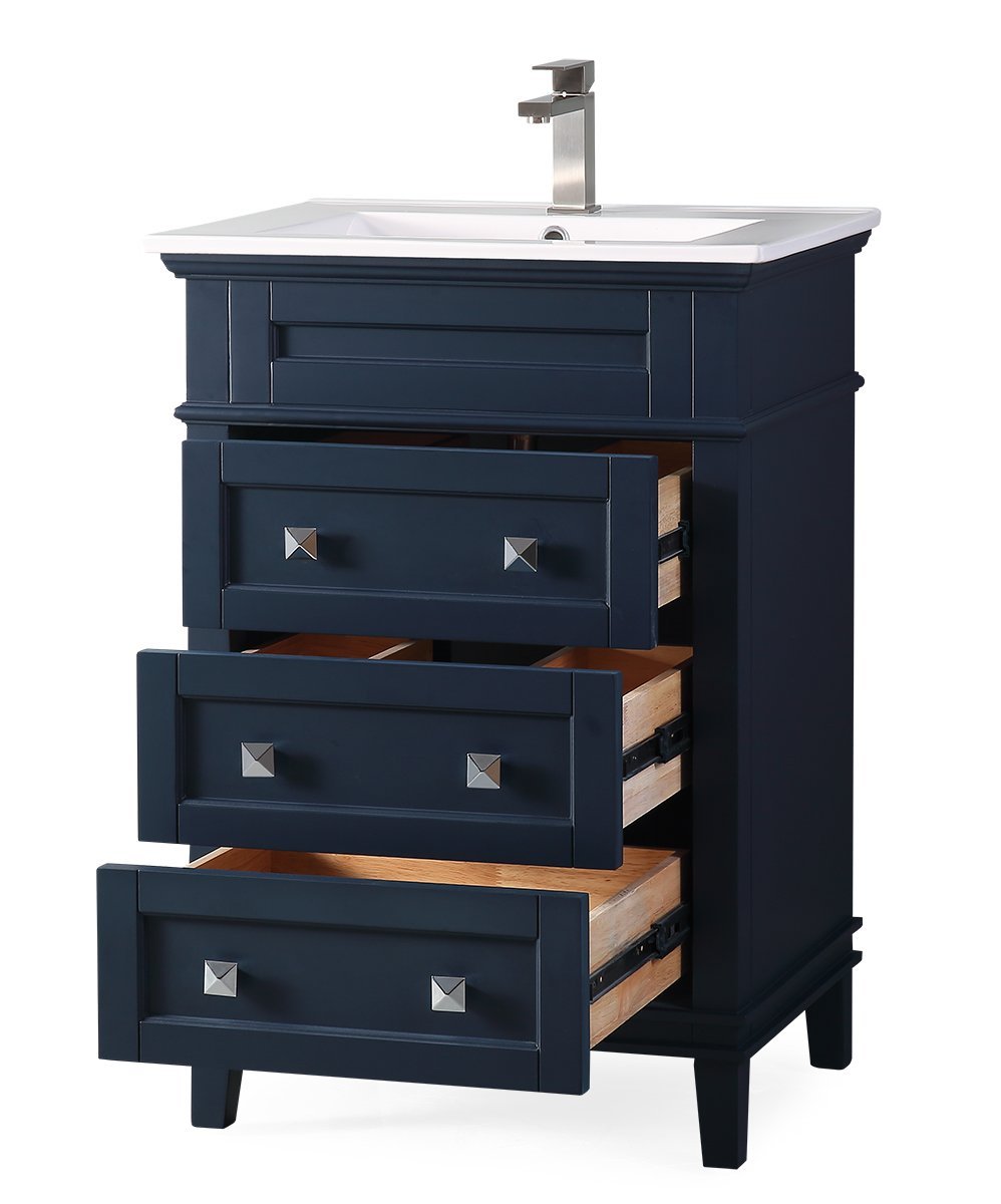 Chans Furniture ZK-1810-Z24NB 24 Inch Felix Navy Blue Modern Small Bathroom Vanity