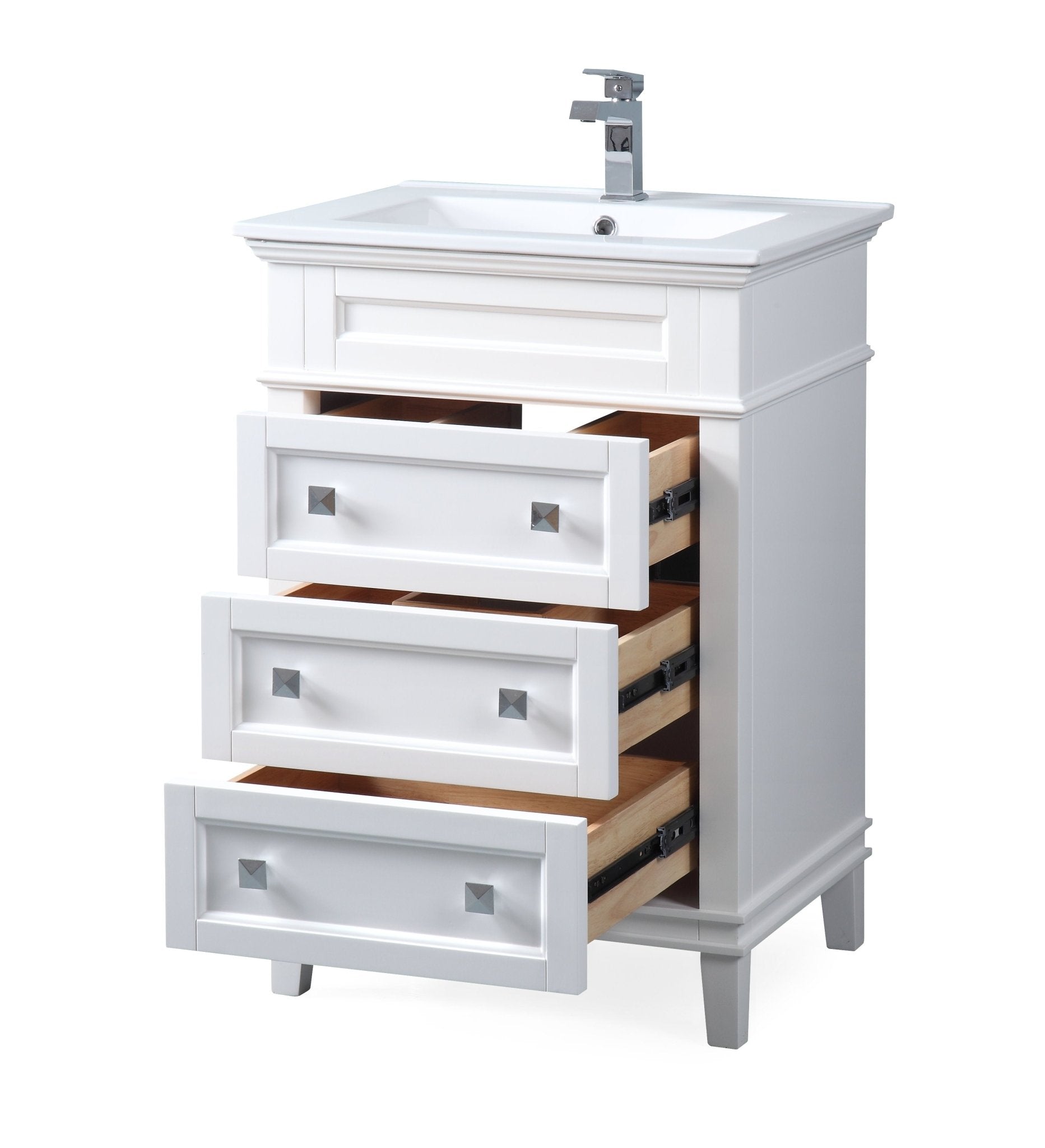 Chans Furniture ZK-1810-Z24AW 24 Inch Felix White Modern Small Bathroom Vanity
