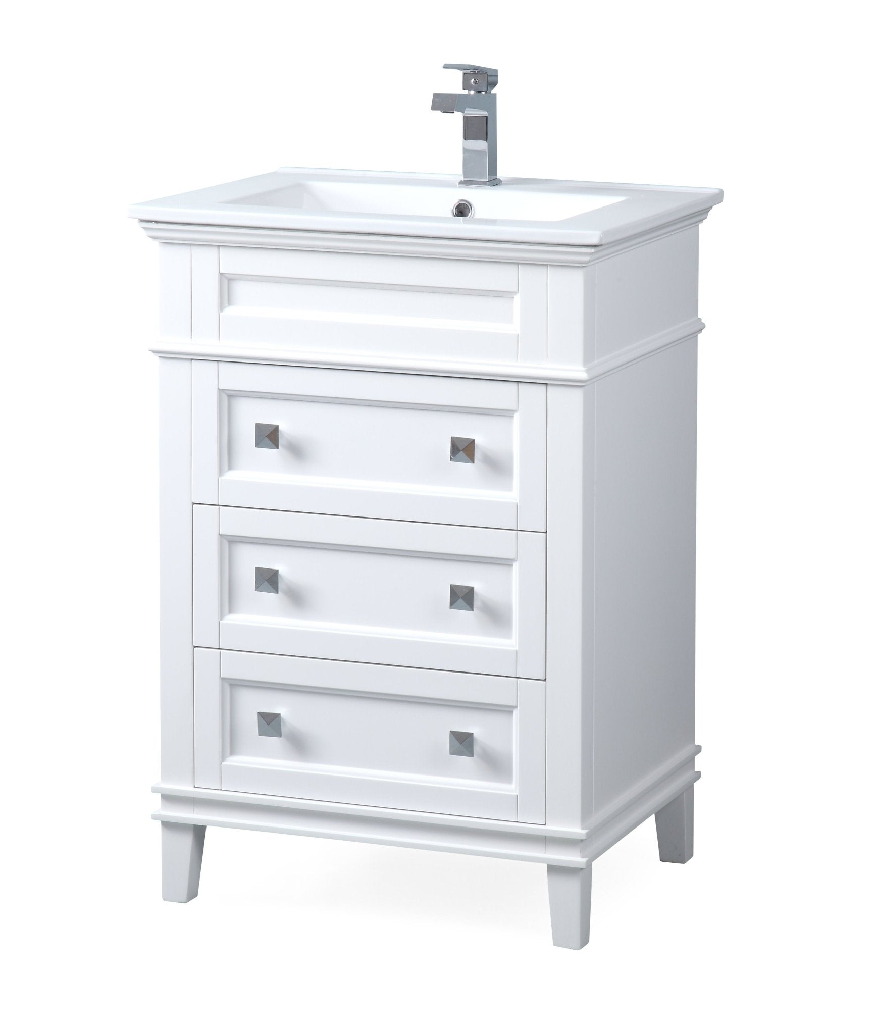 Chans Furniture ZK-1810-Z24AW 24 Inch Felix White Modern Small Bathroom Vanity