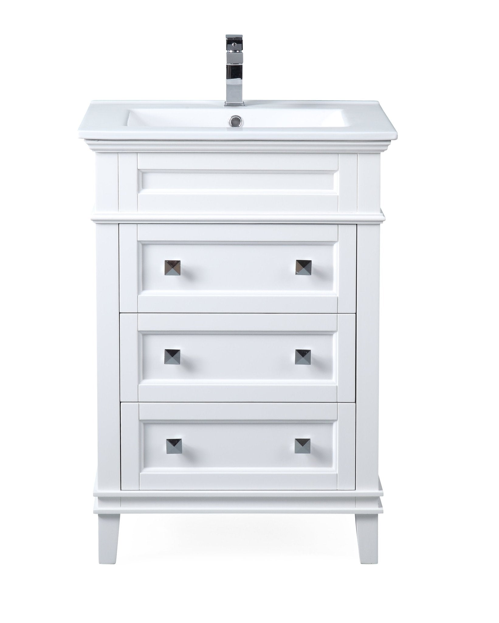 Chans Furniture ZK-1810-Z24AW 24 Inch Felix White Modern Small Bathroom Vanity