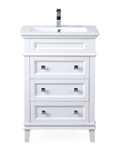 Chans Furniture ZK-1810-Z24AW 24 Inch Felix White Modern Small Bathroom Vanity