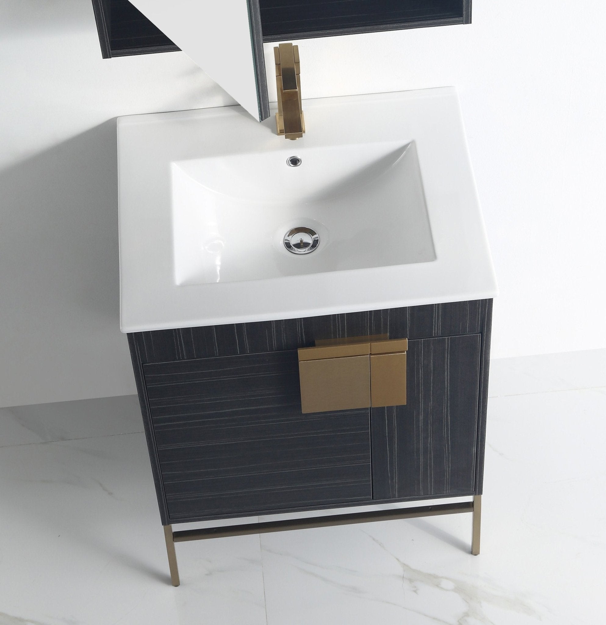 Chans Furniture CL-102DG-24ZI 24 Inch Kuro Modern Minimalistic Dawn Gray Bathroom Vanity With Integral Top