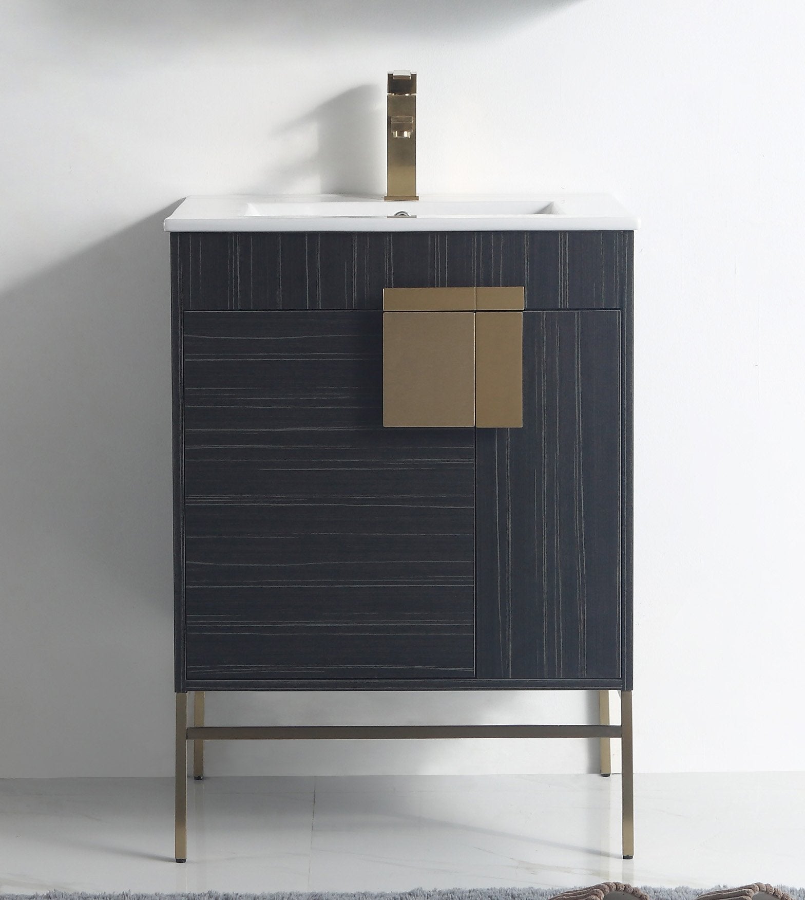 Chans Furniture CL-102DG-24ZI 24 Inch Kuro Modern Minimalistic Dawn Gray Bathroom Vanity With Integral Top