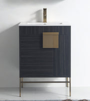 Chans Furniture CL-102DG-24ZI 24 Inch Kuro Modern Minimalistic Dawn Gray Bathroom Vanity With Integral Top