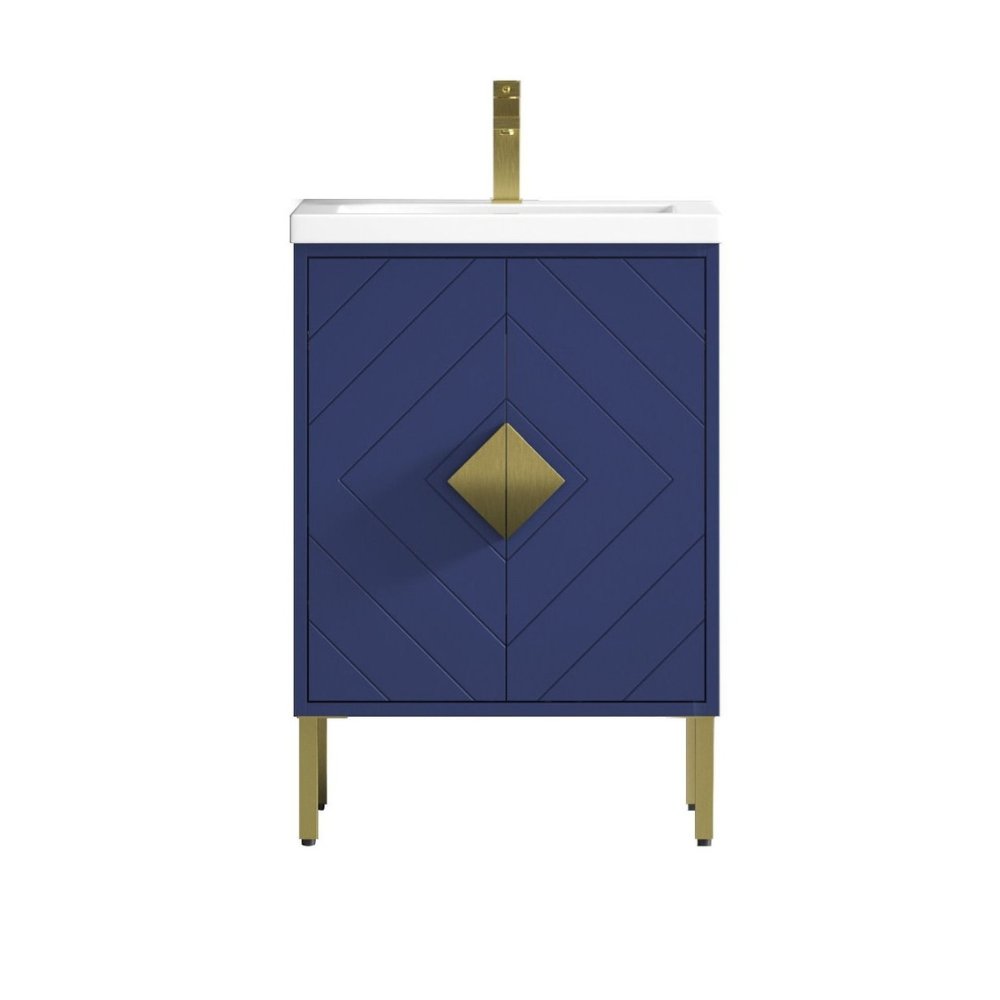 Chans Furniture AC-66NB24 24 Inch Modern Style Navy Blue Eileen Bathroom Vanity With Integral Sink Top