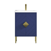 Chans Furniture AC-66NB24 24 Inch Modern Style Navy Blue Eileen Bathroom Vanity With Integral Sink Top
