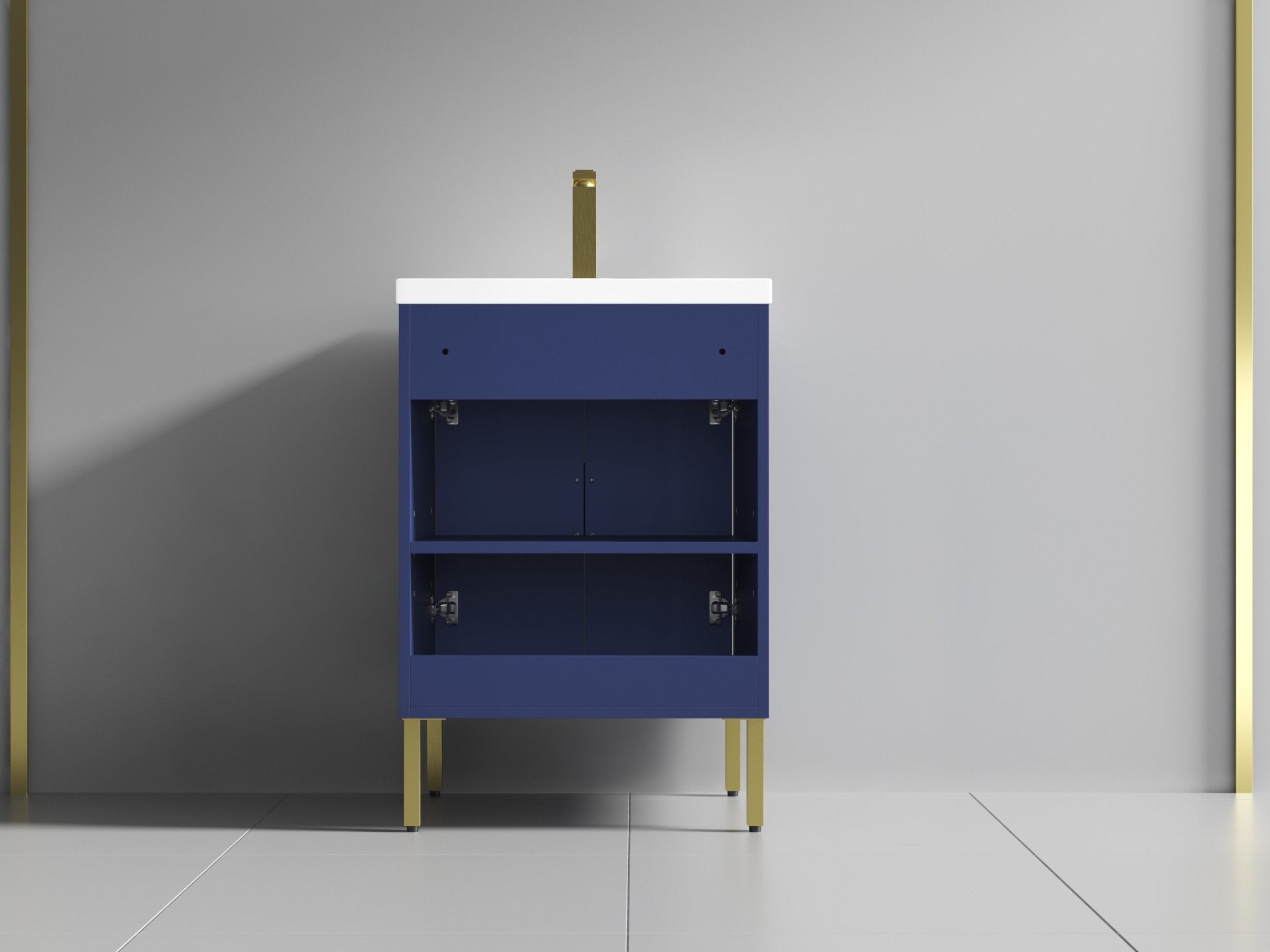 Chans Furniture AC-66NB24 24 Inch Modern Style Navy Blue Eileen Bathroom Vanity With Integral Sink Top