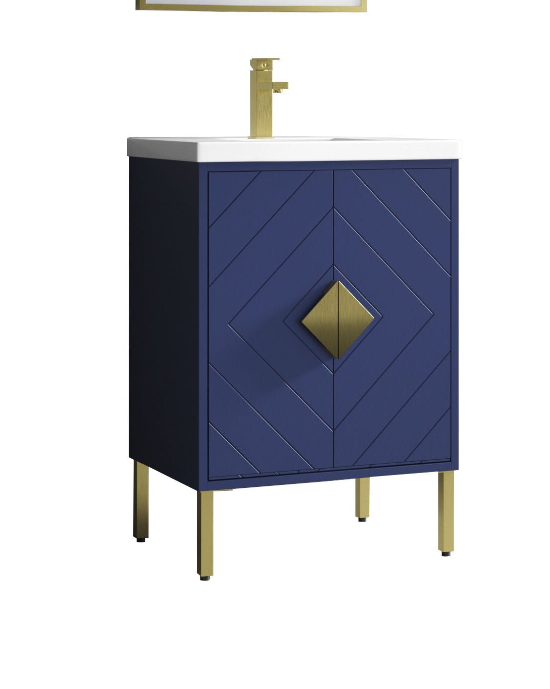 Chans Furniture AC-66NB24 24 Inch Modern Style Navy Blue Eileen Bathroom Vanity With Integral Sink Top
