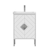 Chans Furniture AC-66WT24 24 Inch Modern Style Glossy White Eileen Bathroom Vanity With Integral Sink Top