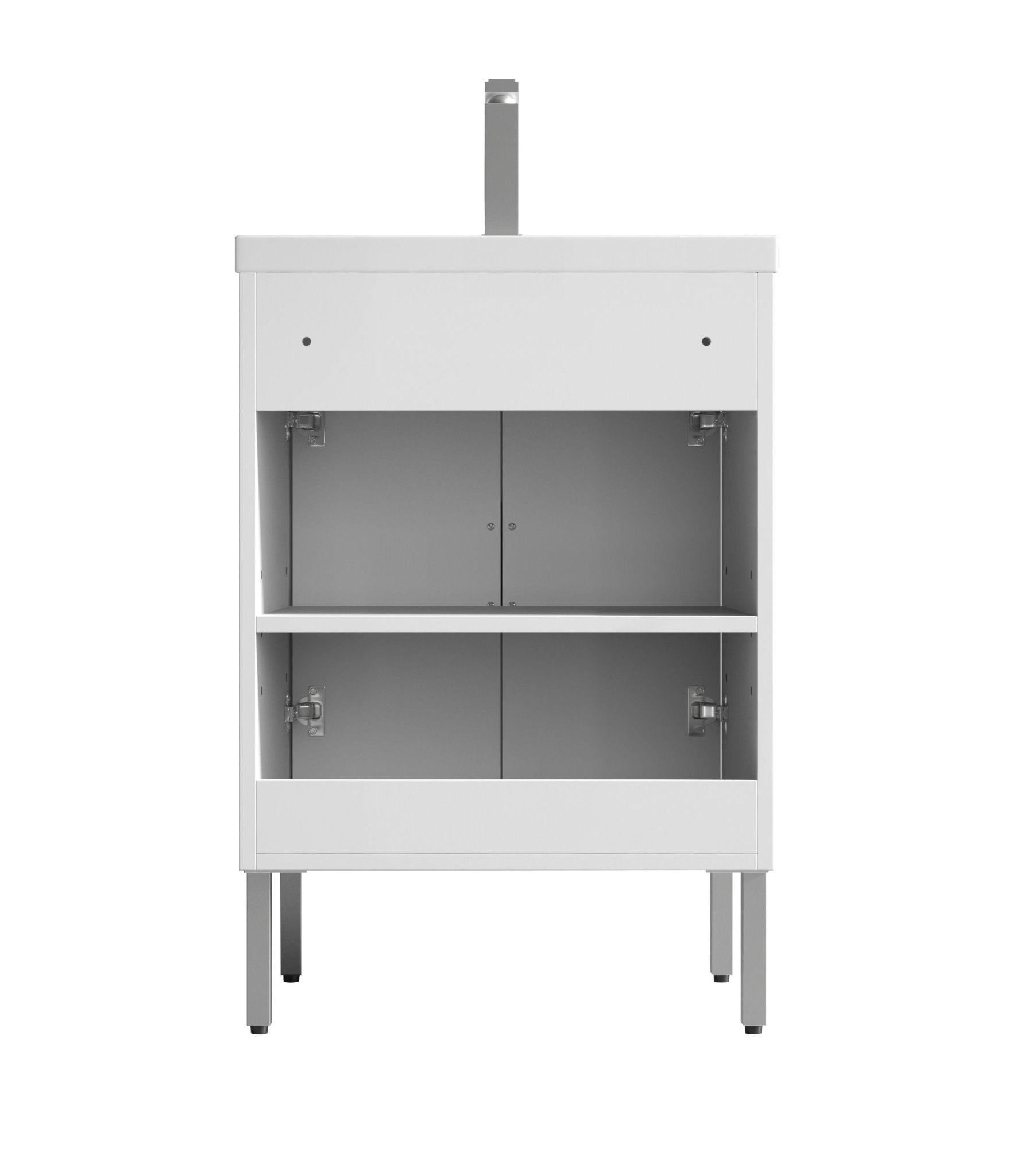 Chans Furniture AC-66WT24 24 Inch Modern Style Glossy White Eileen Bathroom Vanity With Integral Sink Top