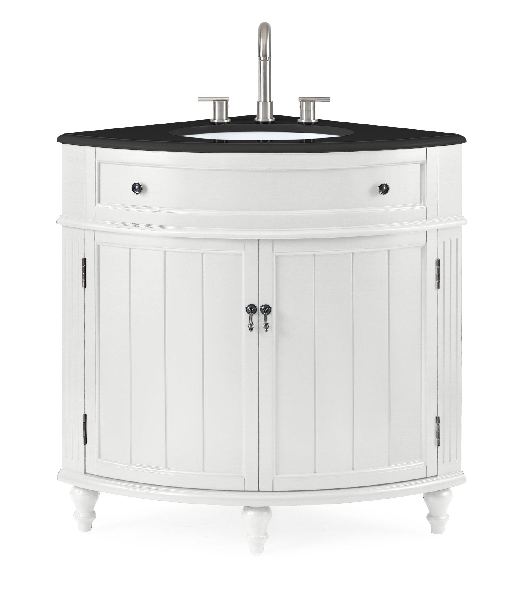 Chans Furniture CF-47533GT 24 Inch Triadsville Freestanding White Corner Bathroom Sink Vanity