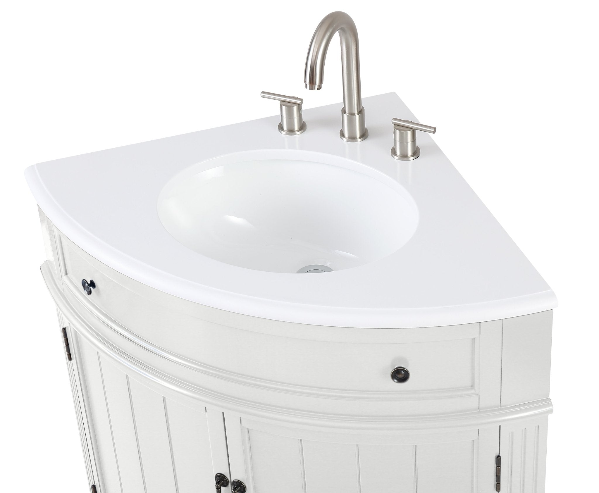 Chans Furniture CF-47533GT 24 Inch Triadsville Freestanding White Corner Bathroom Sink Vanity