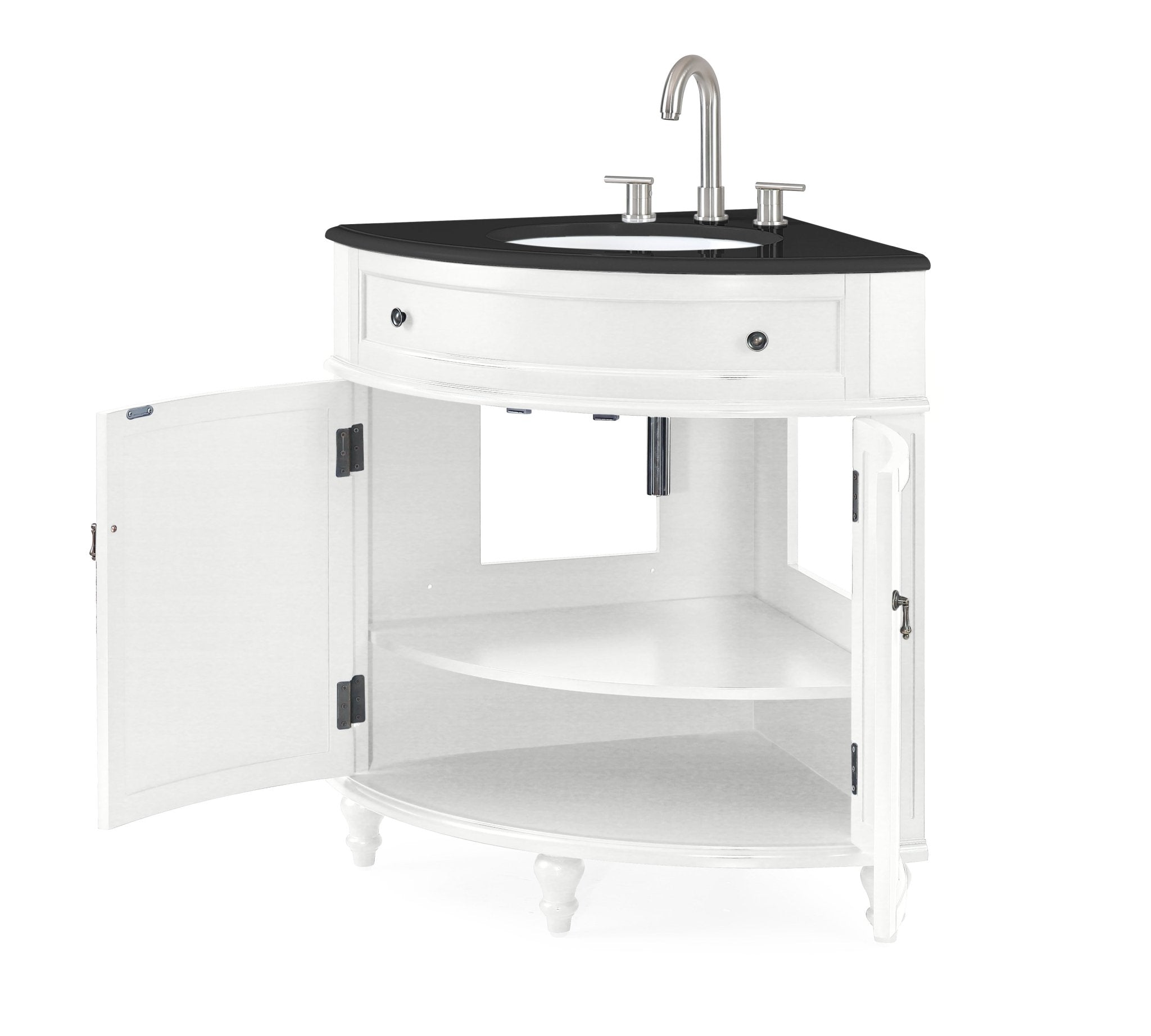 Chans Furniture CF-47533GT 24 Inch Triadsville Freestanding White Corner Bathroom Sink Vanity