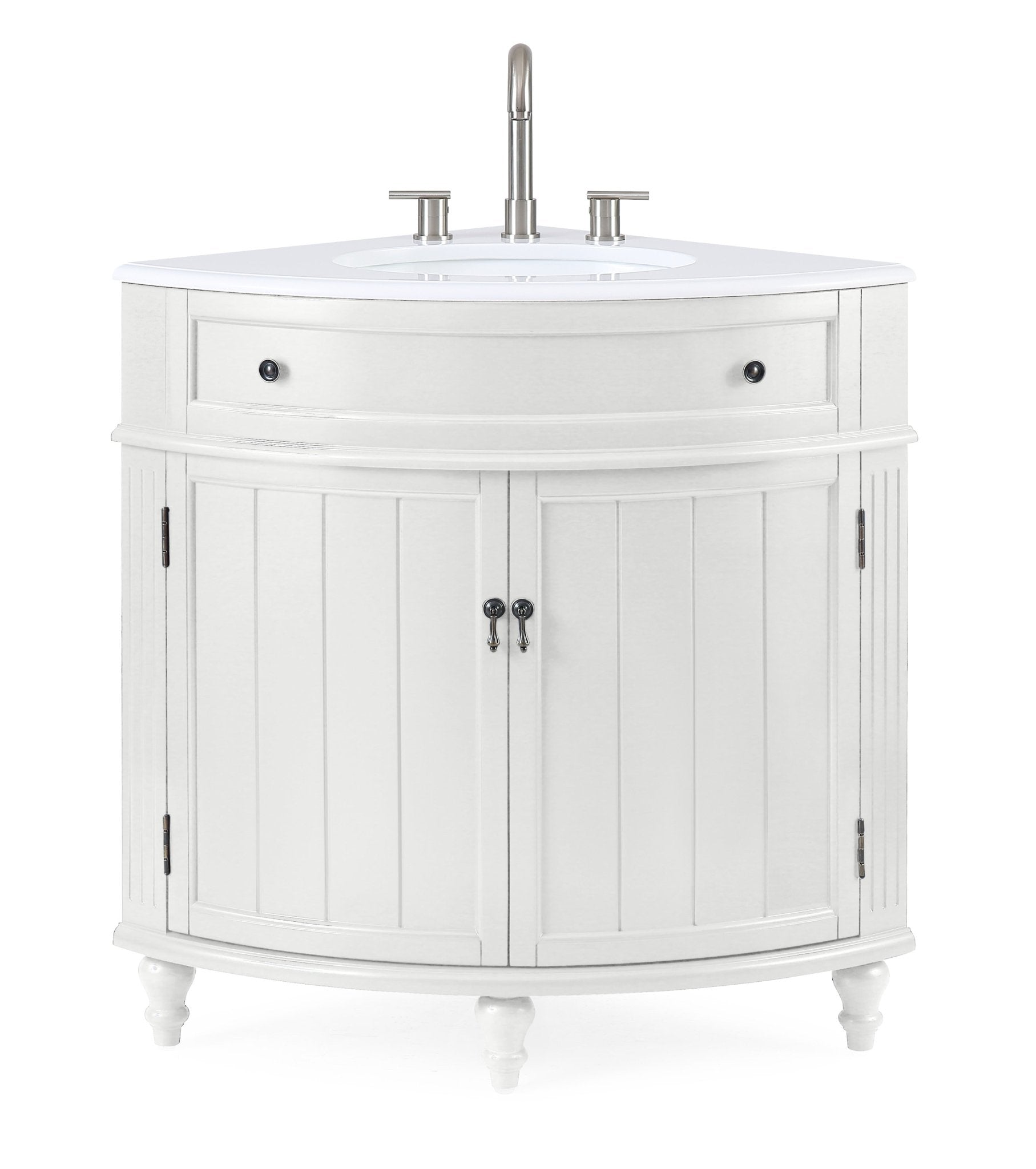 Chans Furniture CF-47533GT 24 Inch Triadsville Freestanding White Corner Bathroom Sink Vanity