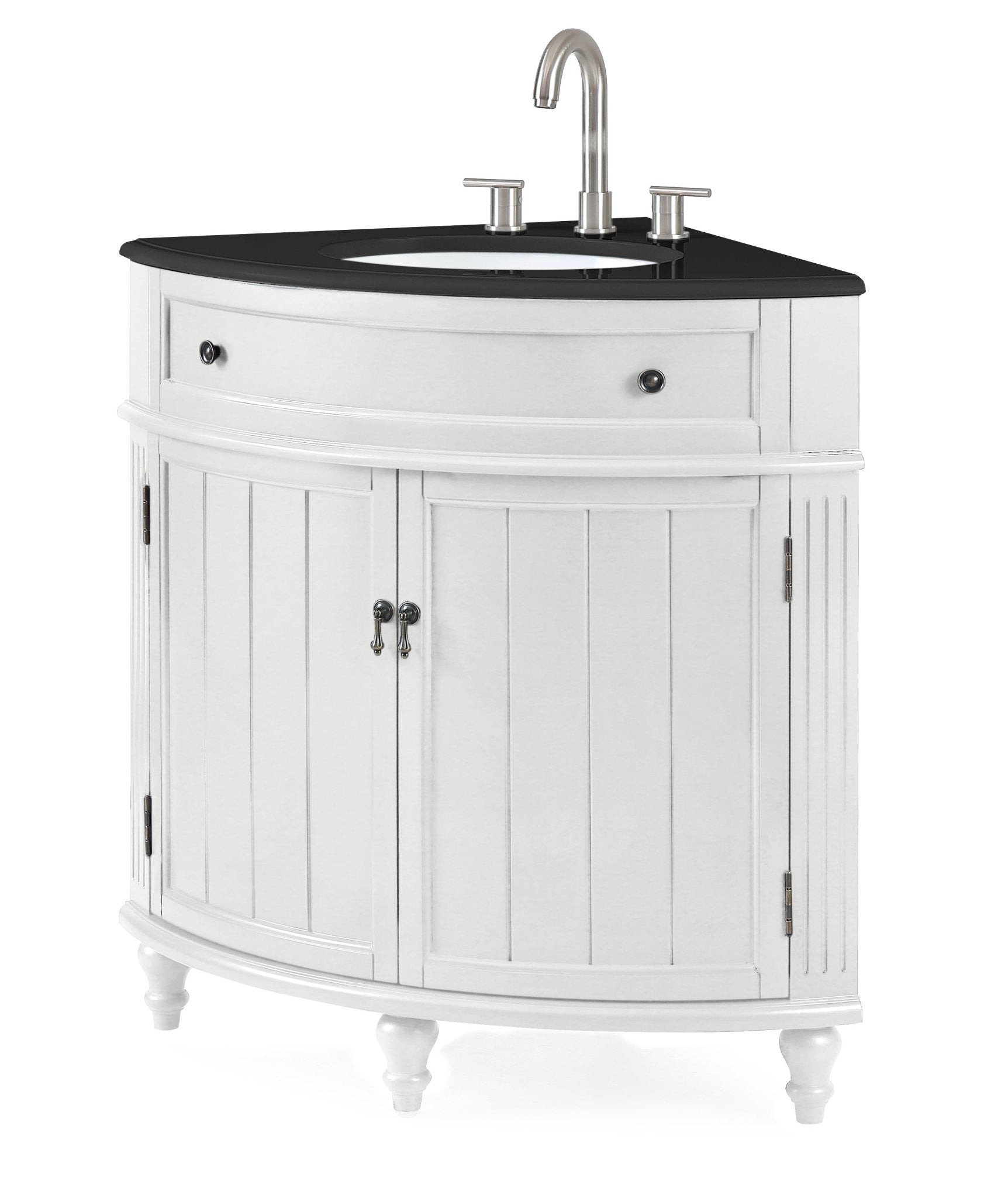Chans Furniture CF-47533GT 24 Inch Triadsville Freestanding White Corner Bathroom Sink Vanity