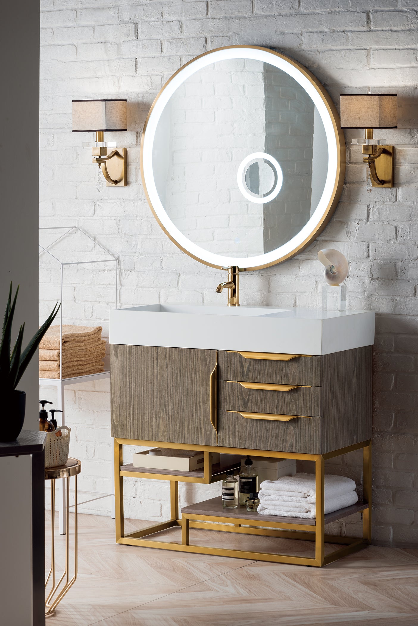 James Martin Columbia 36" Freestanding Single Vanity with Mineral Composite Stone Countertop