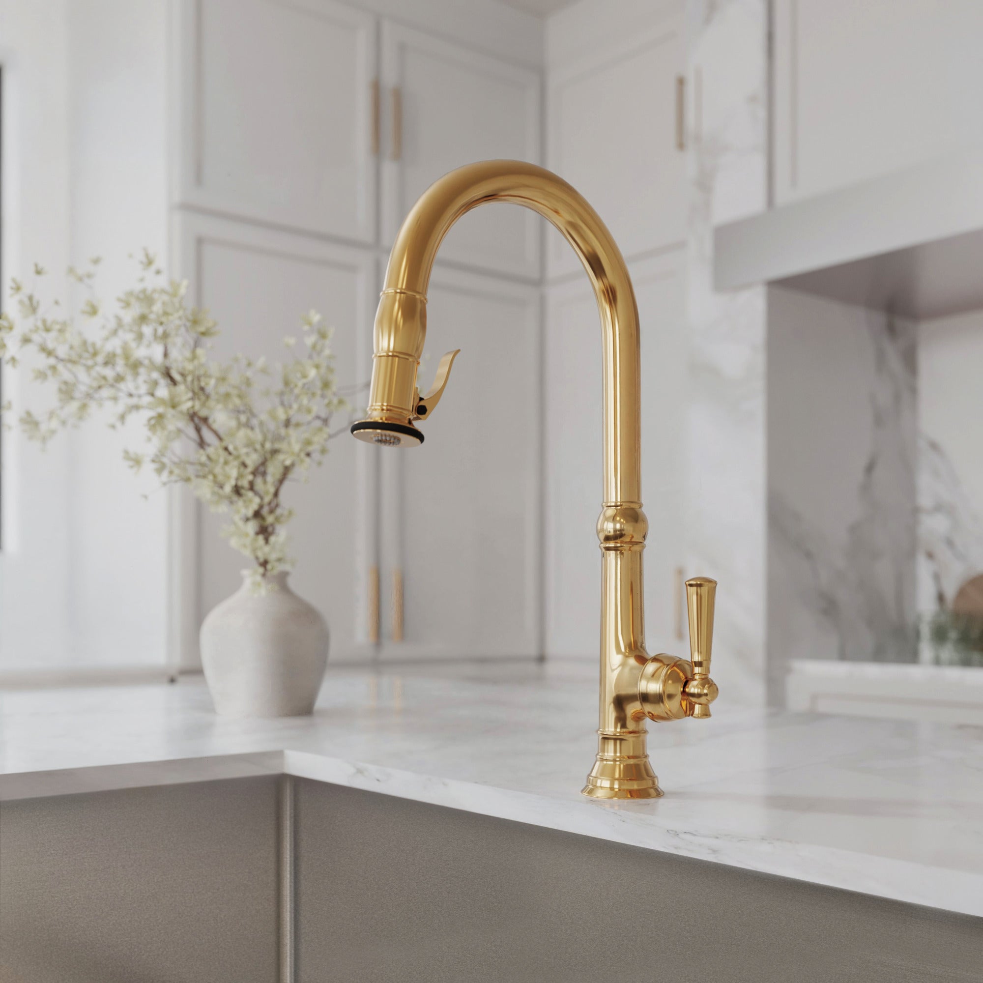 Newport Brass Jacobean Pull-Down Kitchen Faucet - Trigger Spray