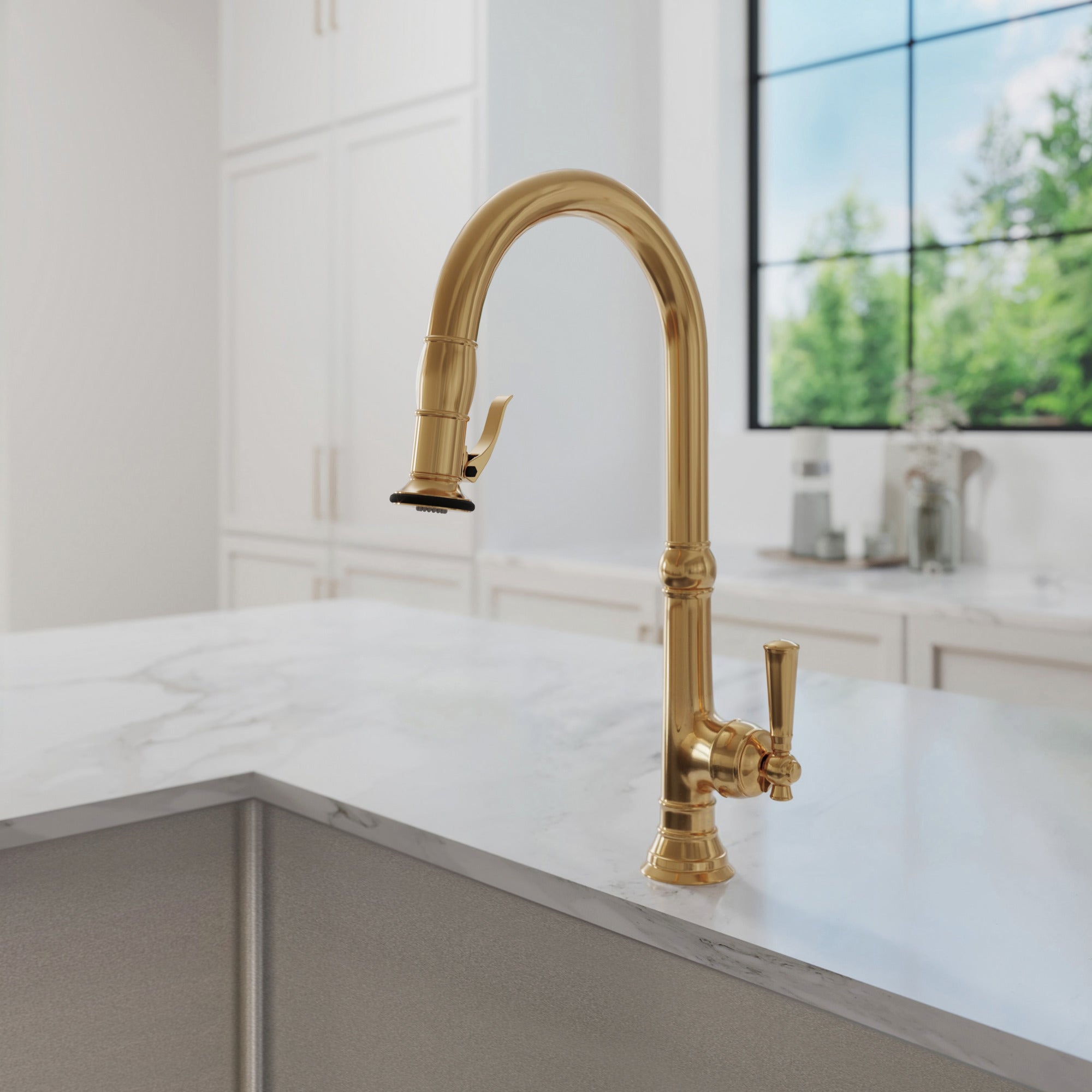 Newport Brass Jacobean Pull-Down Kitchen Faucet - Trigger Spray