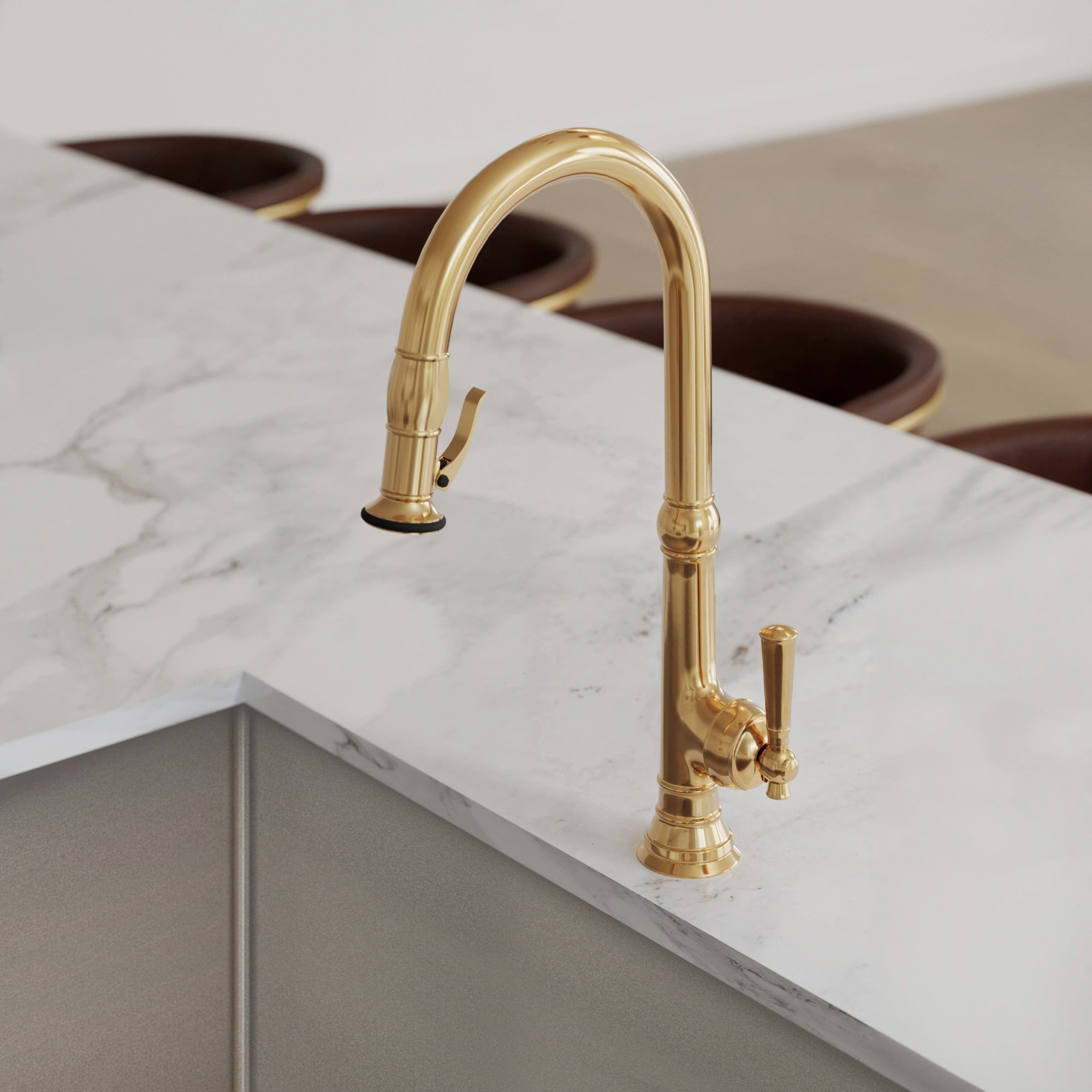 Newport Brass Jacobean Pull-Down Kitchen Faucet - Trigger Spray