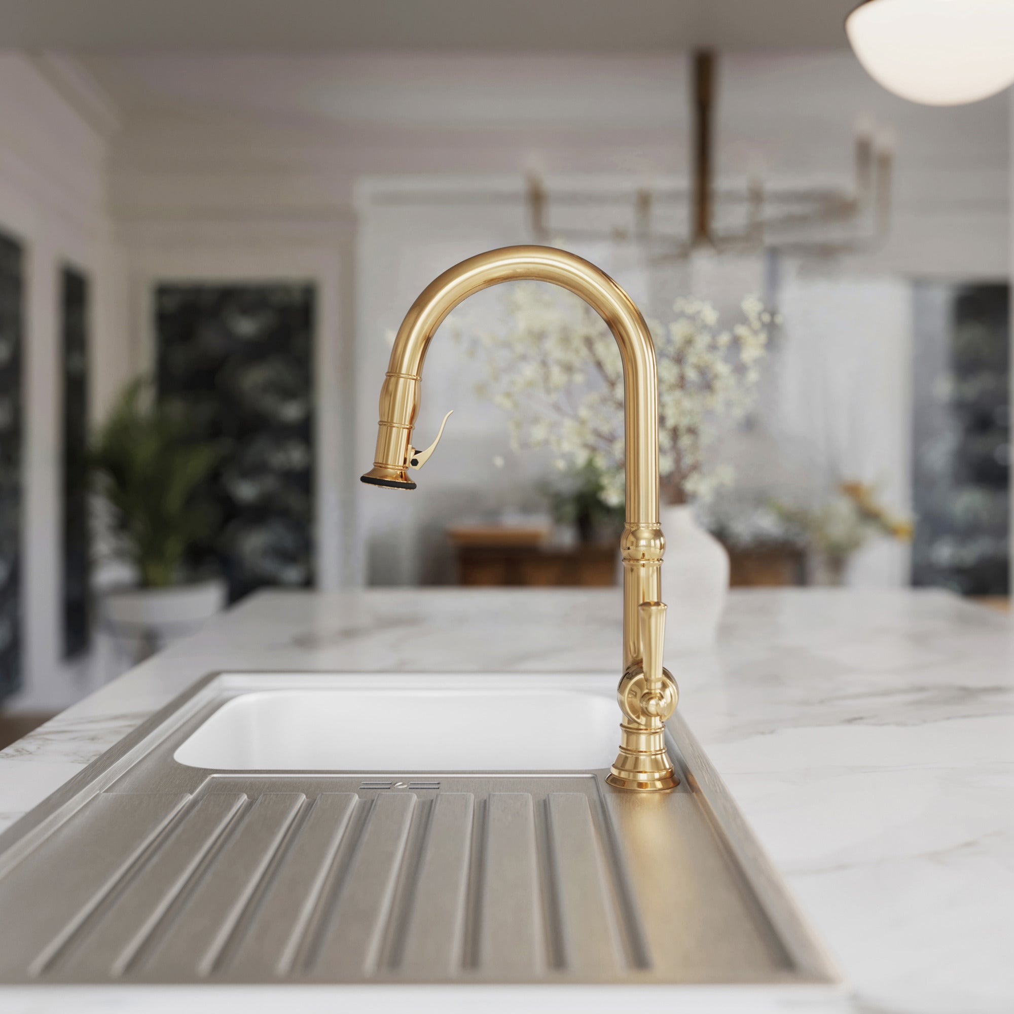 Newport Brass Jacobean Pull-Down Kitchen Faucet - Trigger Spray
