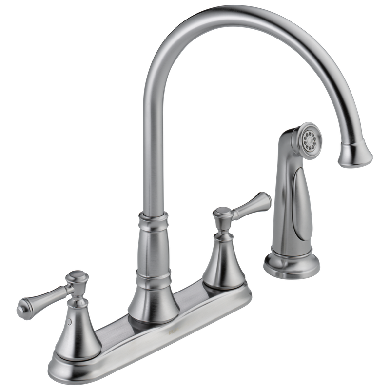 Delta Cassidy® Two Handle Kitchen Faucet with Spray
