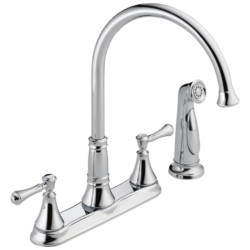 Delta Cassidy® Two Handle Kitchen Faucet with Spray
