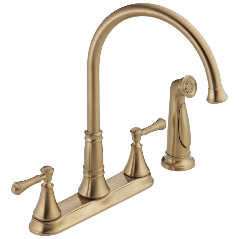 Delta Cassidy® Two Handle Kitchen Faucet with Spray