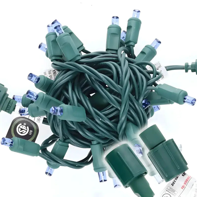 25 5mm Blue Commercial Co-Axial LED Christmas Lights, 4" Spacing