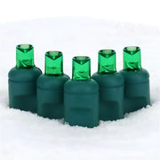 25 5mm Green Commercial Co-Axial LED Christmas Lights, 4" Spacing