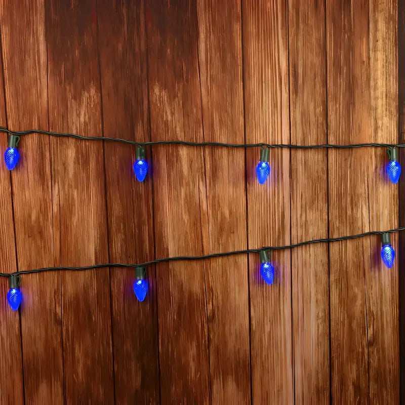 25 C7 Blue LED Christmas Lights, 8" Spacing