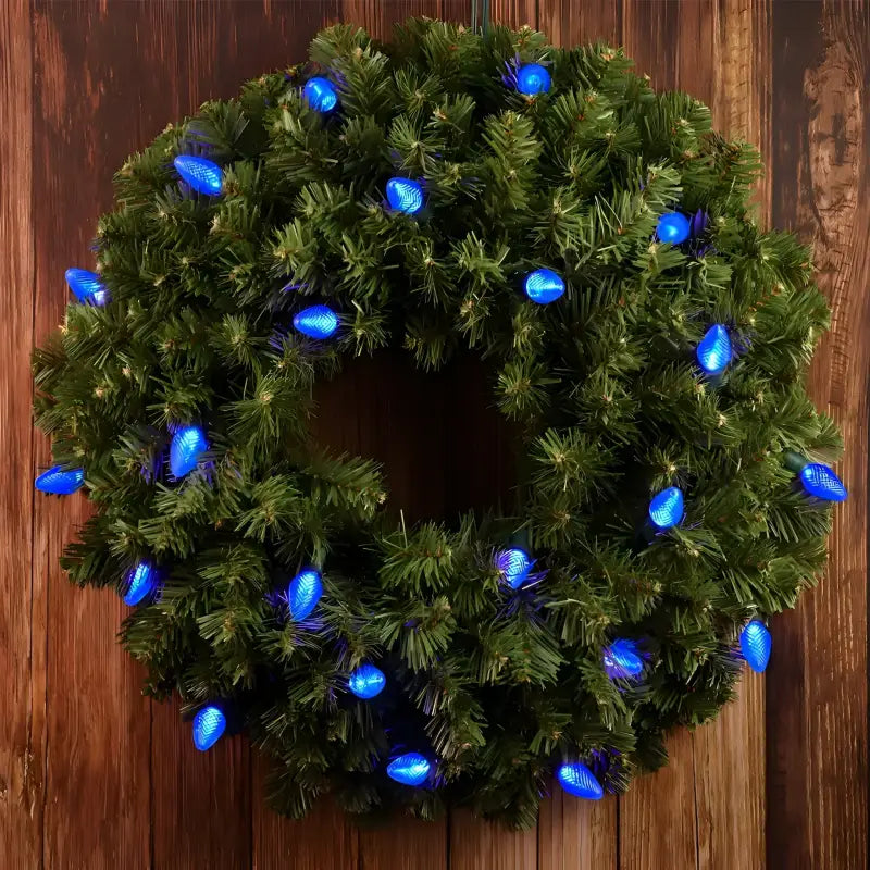 25 C7 Blue LED Christmas Lights, 8" Spacing