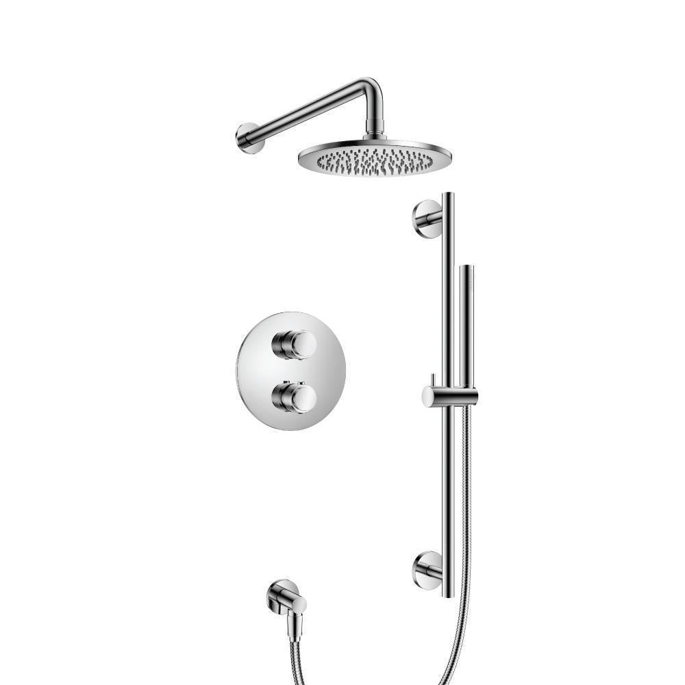 Flusso 250.7100 Two Output Shower Set With Shower Head, Hand Held And Slide Bar