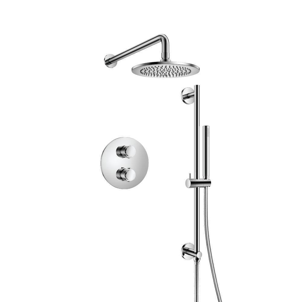 Flusso 250.7125 Two Output Shower Set With Shower Head, Hand Held And Slide Bar