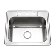 Houzer Glowtone 25 inch Stainless Steel Drop-in Topmount 3-hole Single Bowl 9 inch Deep Kitchen Sink - 2522-9BS3