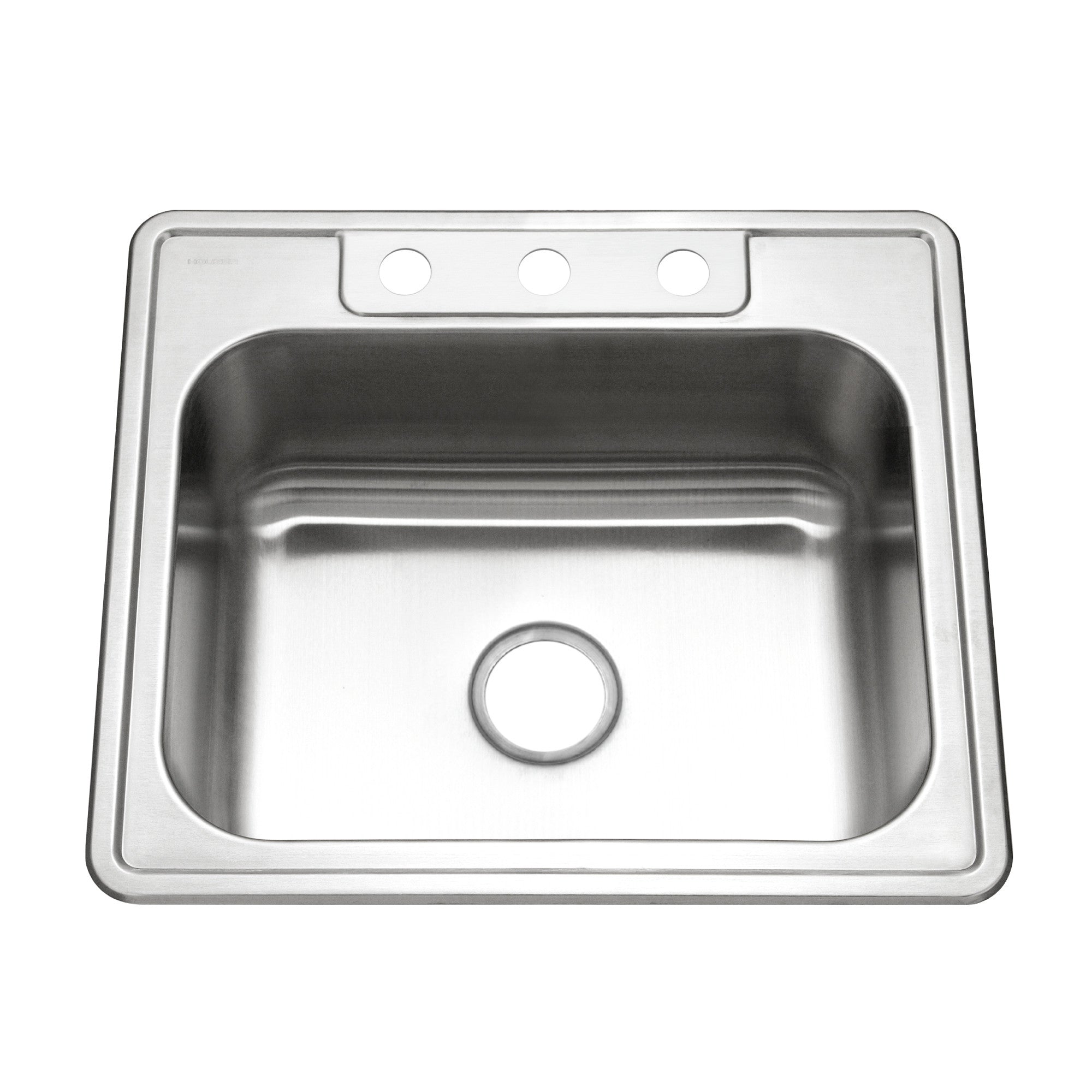 Houzer Glowtone 25 inch Stainless Steel Drop-in Topmount 3-hole Single Bowl 9 inch Deep Kitchen Sink - 2522-9BS3