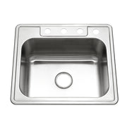 Houzer Glowtone 25 inch Stainless Steel Drop-in Topmount 4-hole Single Bowl 9 inch Deep Kitchen Sink - 2522-9BS4