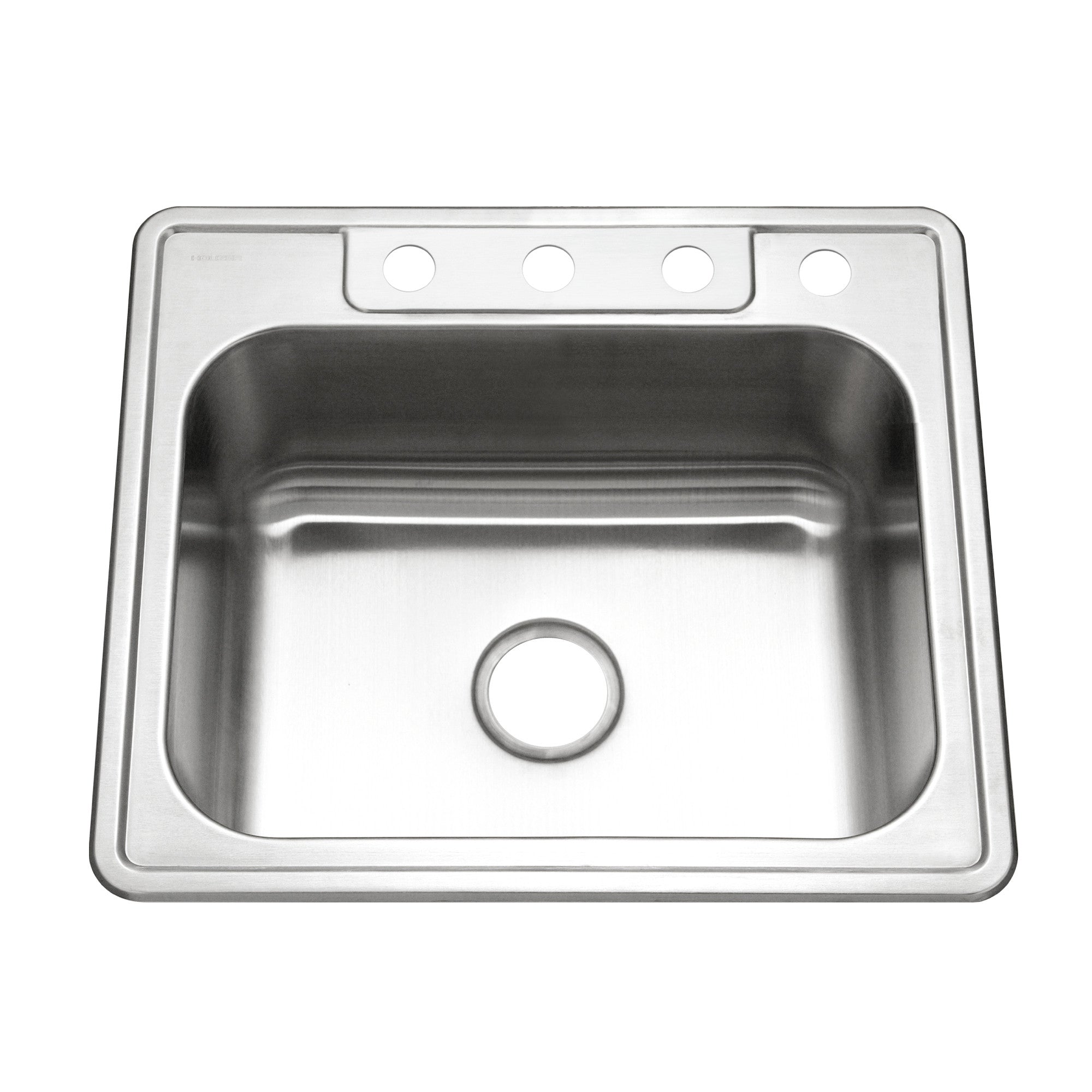 Houzer Glowtone 25 inch Stainless Steel Drop-in Topmount 4-hole Single Bowl 9 inch Deep Kitchen Sink - 2522-9BS4