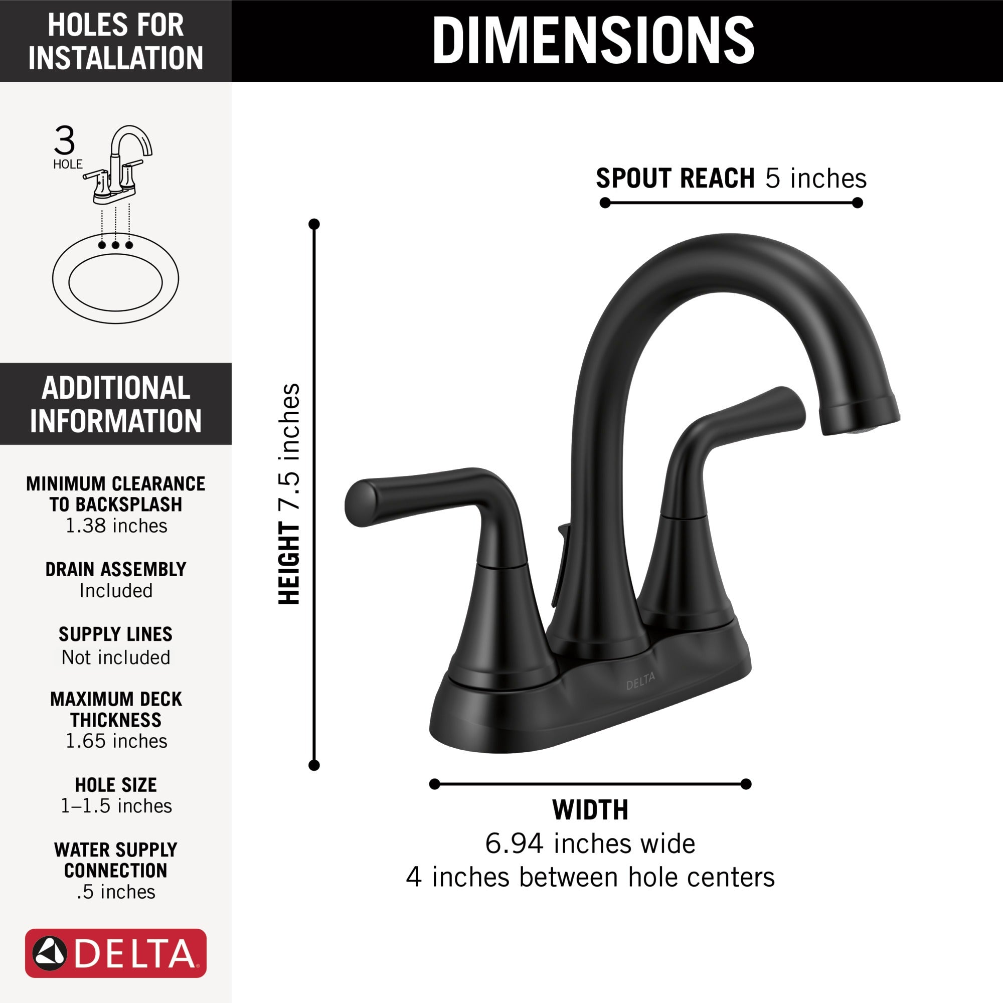 Delta Kayra® Two Handle Tract-Pack Centerset Bathroom Faucet